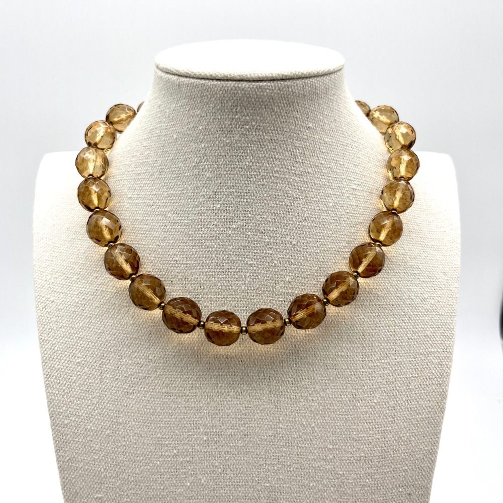 New Joan Rivers Faceted Glass Bead Necklace‎ Gold Tone Accents